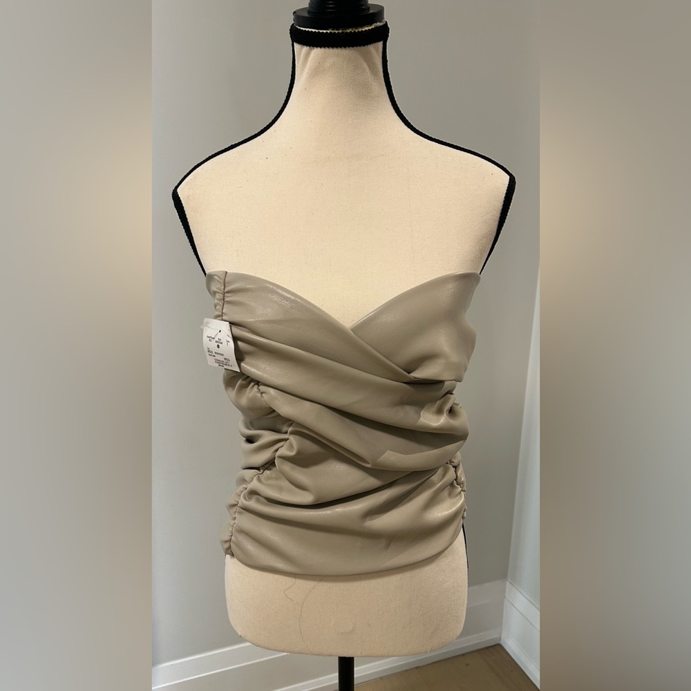 Torn By Ronny Kobo asymmetrical tube top vegan leather Womens XS